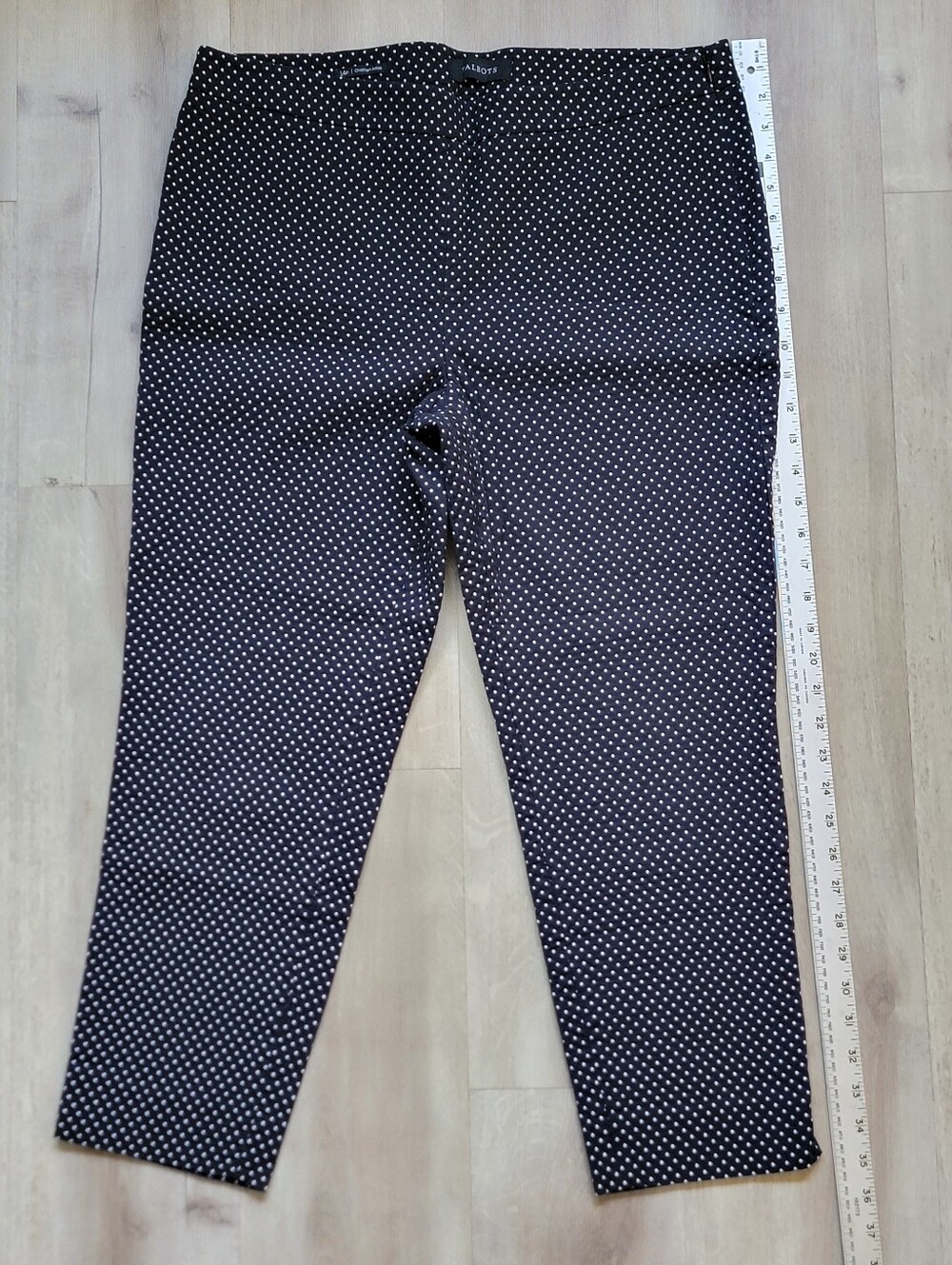 Talbots Hampshire Ankle Pants Black Polka Dot Crop Career Trousers Plus Size